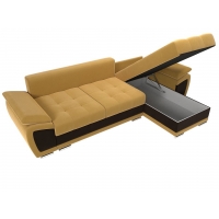 Угловой диван Нэстор (микровельвет жёлтый коричневый) - Изображение 4